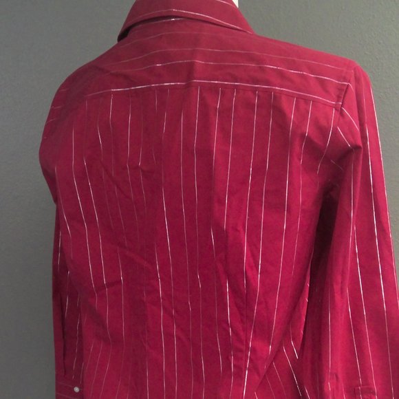 Eddie Bauer Red Striped Shirt Long Sleeve Button Up Women's XL - Picture 3 of 8